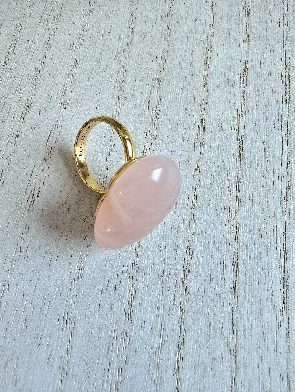 kate spade Gold Ring with Rose Quartz Heart Sz 8